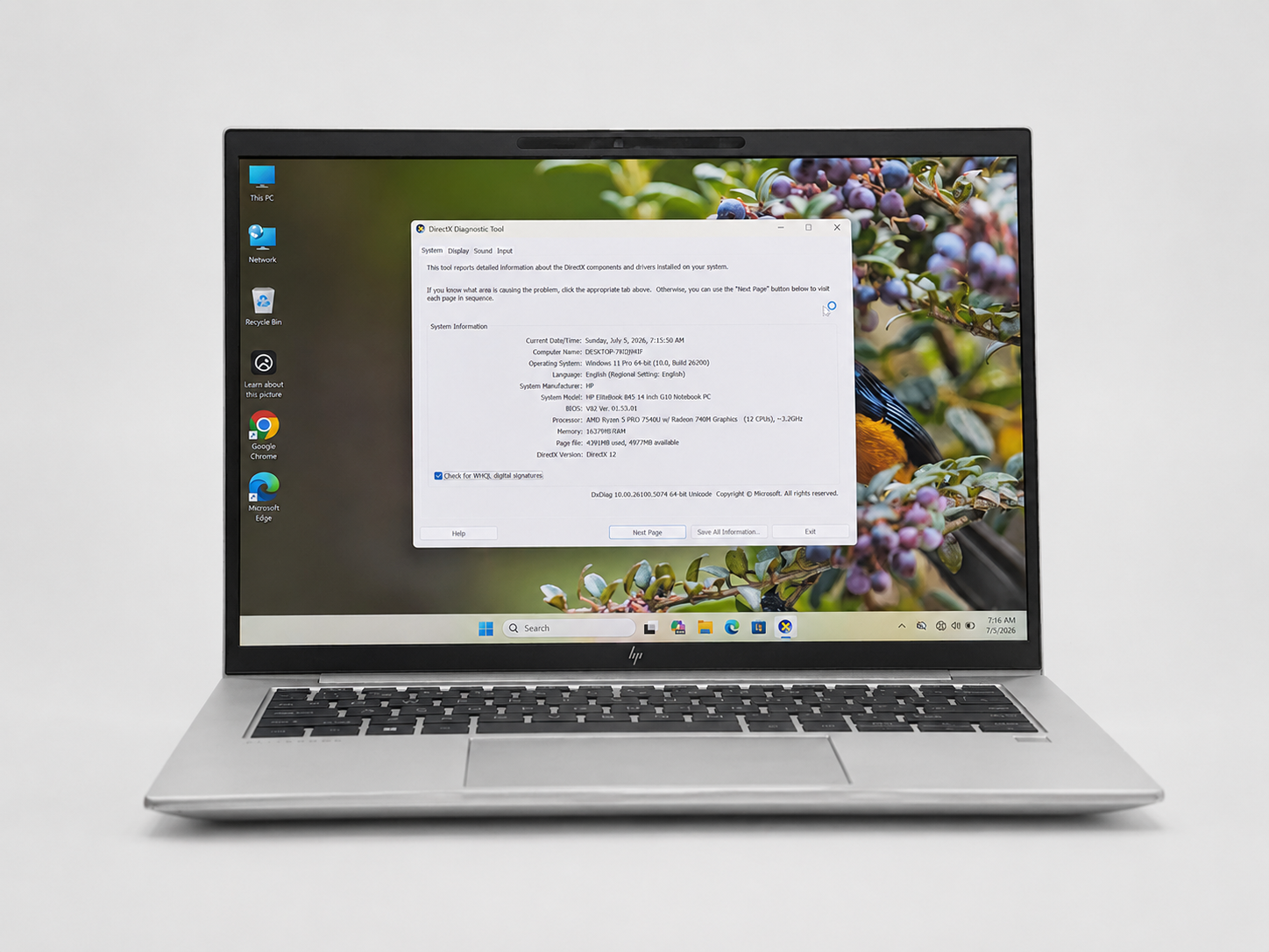 HP EliteBook 845 G10 – Ryzen 5 PRO 7500U, 8GB RAM, 256GB NVMe SSD, 14-inch FHD