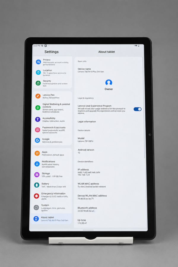 Lenovo Tab M10 – Snapdragon 429, 3GB RAM, 32GB Storage, 10.1-inch HD