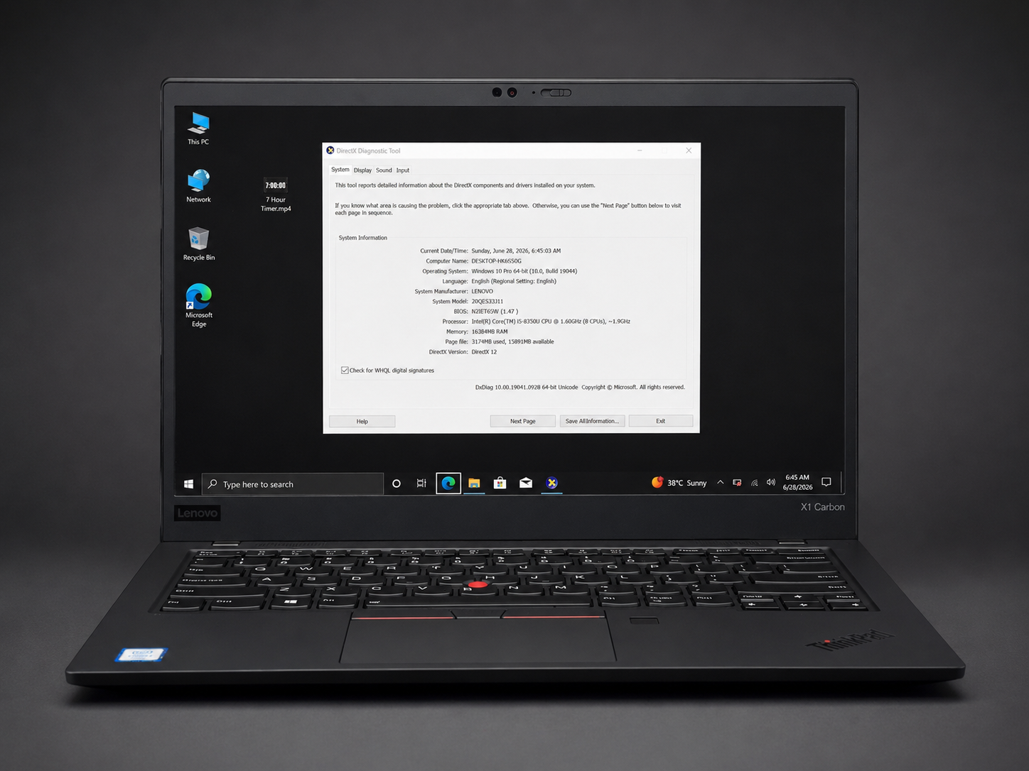 Lenovo ThinkPad X1 Carbon – Core i5 8th Gen, 16GB RAM, 256GB SSD, 14-inch