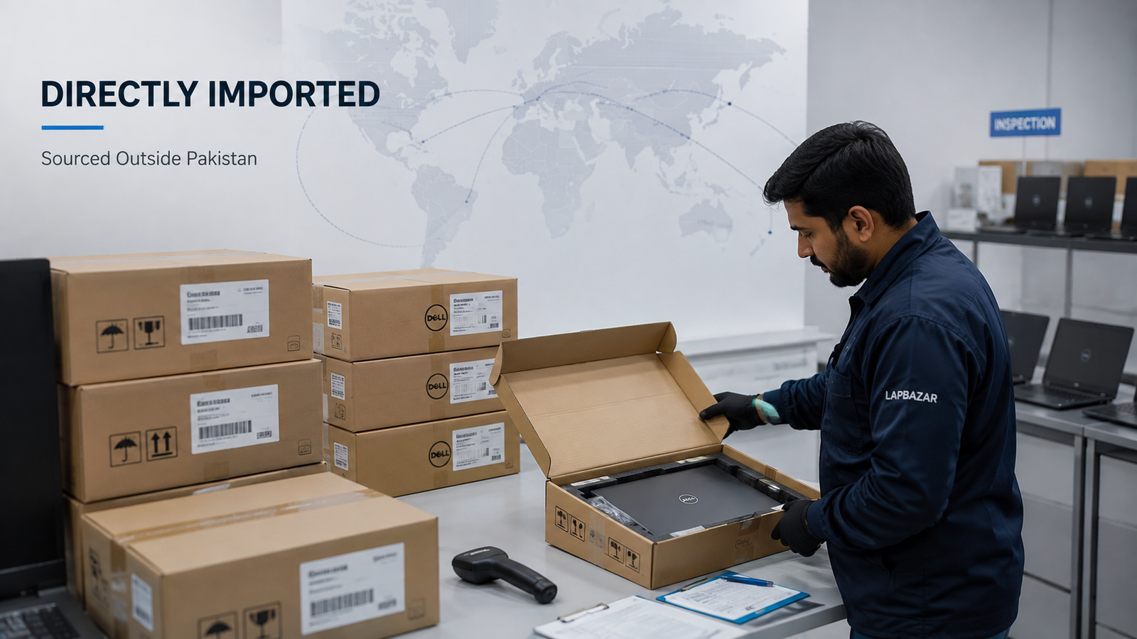 Directly imported business laptops at LapBazar inspection facility