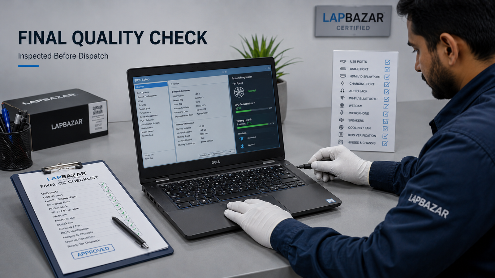 Final LapBazar laptop quality check before dispatch